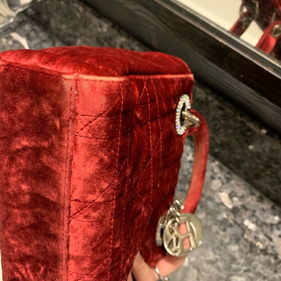 ❌SOLD ❌vintage Dior lady Dior red velour mini bag - Picture 8 of 15